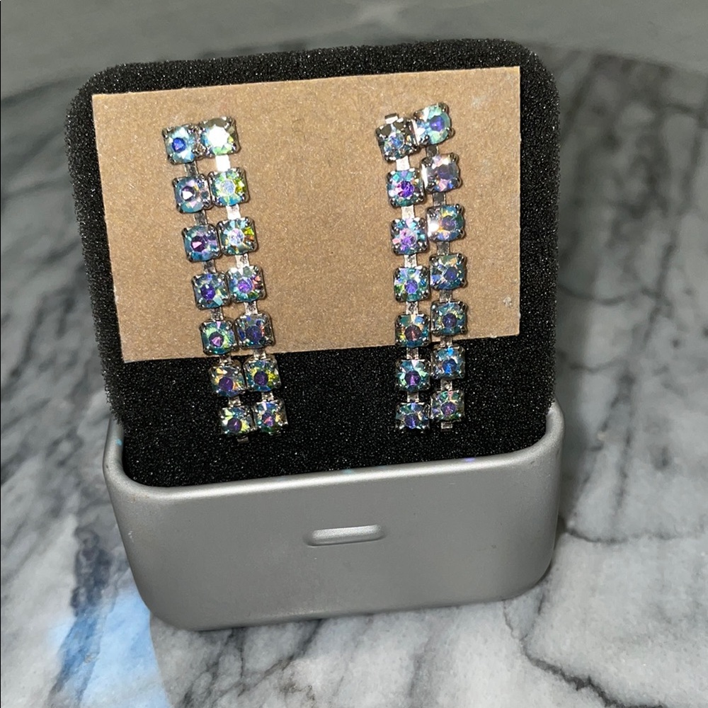 Dazzling Silver and Multicolor Crystal Rhinestone Earrings